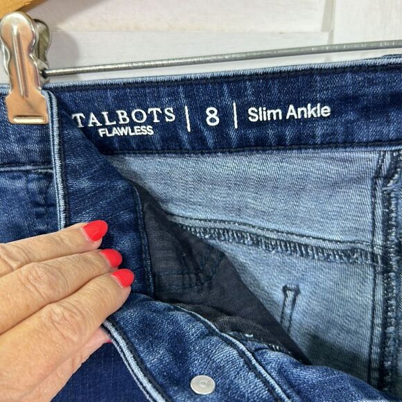 Talbots Jeans Size 8 Flawless Mid-Rise Slim Ankle Scalloped Detail - Picture 11 of 12